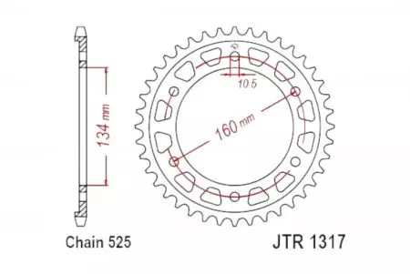 Čelični stražnji lančanik JT JTR1317.40, 40z, veličina 525-2