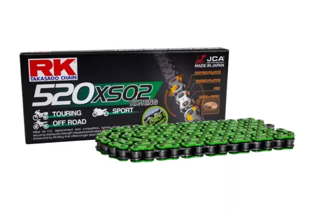Łańcuch napędowy RK 520 XSO2 108 RX-Ring otwarty z zakuwką zielony  - GN520XSO2-108-CLF