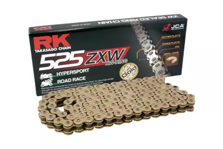 Drivkedja RK 525 ZXW 124 XW-Ring öppen med bult guld - GB525ZXW-124-CLF