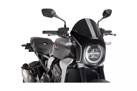 Puig pusiau dalijamas motociklo priekinis stiklas juodas, anglies korpusas - 3143N