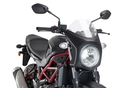 Puig Semifaring vindruta för motorcykel, transparent, svart hölje - 3169W