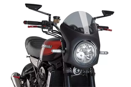 Puig Semifaring grau Motorrad Windschutzscheibe, schwarzes Gehäuse - 9595H