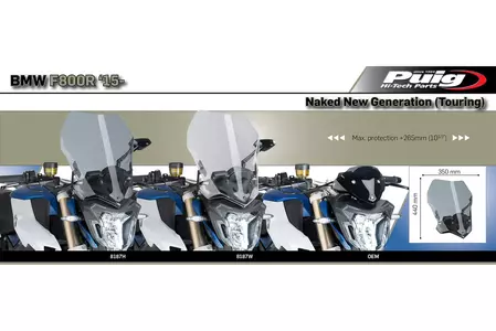 Puig Tour New Generation Motorrad-Windschutzscheibe für Nakedbike grau-2