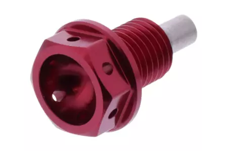 JMP șurub magnetic de scurgere a uleiului M12x1.50 mm lungime 15 mm aluminiu Racing roșu .