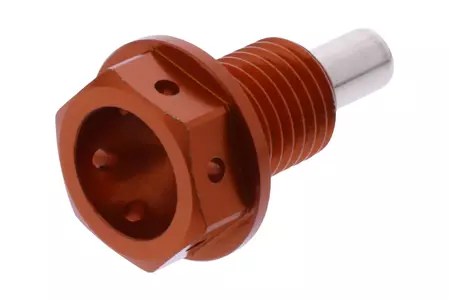 JMP magnetni vijak za izpust olja M12x1,50 mm, dolg 15 mm, aluminijast Racing oranžne barve.
