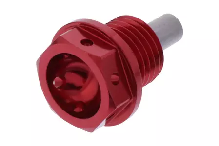 JMP magnetisk oljeavtappningsskruv M14x1,50 mm lång 12 mm aluminium Racing röd .