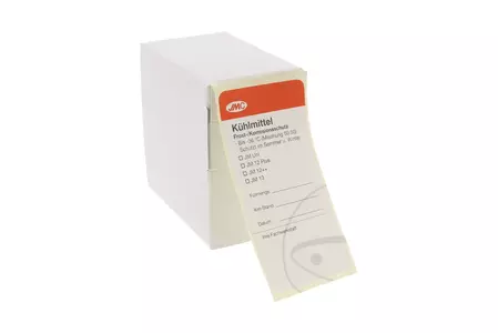 Etichetă de service pentru lichidul de răcire JMC, pachet de 100 de bucăți cu distribuitor