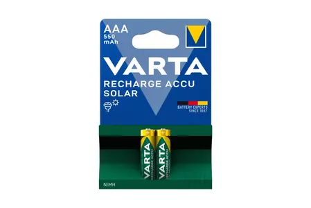Varta oplaadbare batterijen AAA Solar Blister 2 stuks. - 56733 101 402