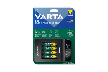 Nabíjačka akumulátorov Varta LCD Ultra Fast so 4AA 2100 mAh v balení-1