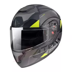 MT Helmets Atom SV W17 B2 sort/grå/fluegul XXL motorcykelkæbehjelm - MT10527461258/XXL