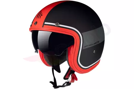 MT Helmy Le Mans 2 SV Tant A5 otevřená moto helma černá/červená/šedá matná S - MT12497650534/S
