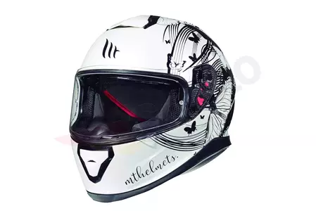 MT Helmets Thunder 3 SV Vlinder integral motorcykelhjälm med visir svart/vit blank XXL - MT10555460108/XXL