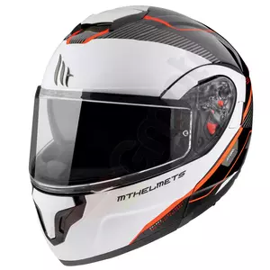 MT Helmets Atom SV Opened B5 hvid/sort/fluorød XXL-motorcykelhjelm - MT10527201508/XXL