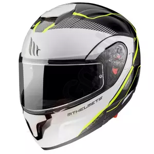 MT Helmets Atom SV Opened B3 vit/svart/fluogul XXL motorcykelhjälm - MT10527201308/XXL