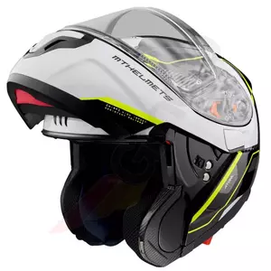 Kask motocyklowy szczękowy MT Helmets Atom SV Opened B3 biały/czarny/żółty fluo L-2