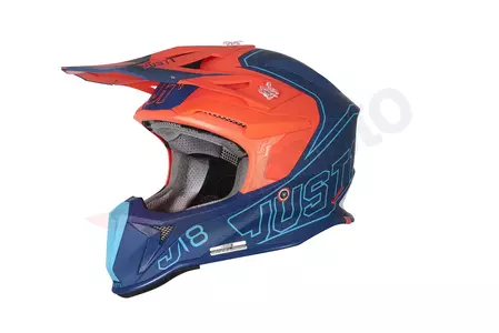 "Just1 J18 Vertigo" mėlynas/baltas/fluoro oranžinis matinis S motociklininko kryžiaus/enduro šalmas - KASORI1148
