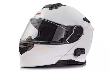 Origine Delta + BT blanco sólido brillante L mandíbula casco de moto-2
