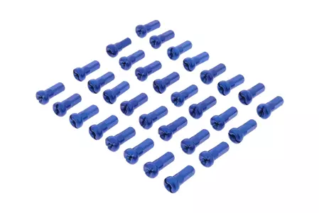 Modré hliníkové niple predných kolies 36 ks.