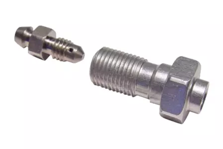 Monteringsbult för bromsrör med ett hål M10x1,25 och ventil silver