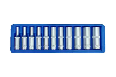 Set di bussole 1/4 lunghe 50 mm esagonali 4-13 mm 11 pz.