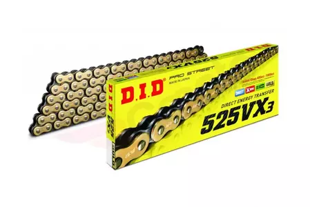 DID 525 VX3 94 X-Ring G&B otevřený hnací řetěz se zlatou krytkou - DID525VX3G&B-94