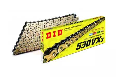 DID 530 VX3 112 X-Ring G&B hnací řetěz uzavřený zlatý - DID530VX3G&B-112LE