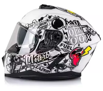 Lazer Rafale Evo Stickerbomb capacete integral de motociclista branco preto prata vermelho L-3