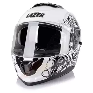 Lazer Rafale Evo Stickerbomb capacete integral de motociclista branco preto prata vermelho L-5