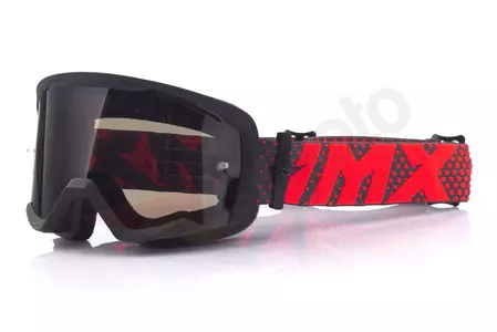 Óculos de proteção para motociclistas IMX Endurance Flip preto mate/vermelho colorido + vidro transparente-1