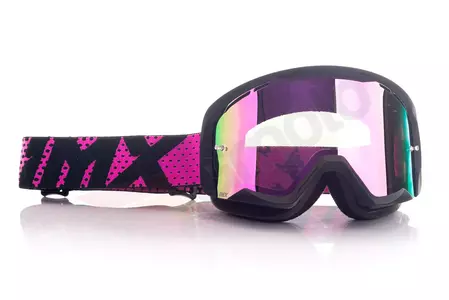 Gogle motocyklowe IMX Endurance Flip czarny mat/różowy szybka lustrzana różowa + przeźroczysta-3
