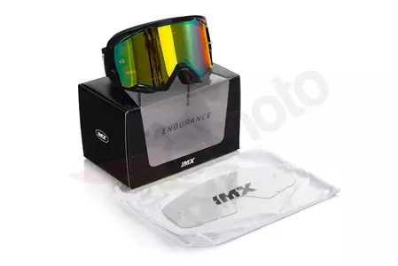 IMX Endurance Race Motorradbrille schwarz/weiß verspiegelt gold + transparentes Glas-11