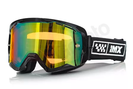 Ochelari de protecție pentru motociclete IMX Endurance Race negru/alb cu oglinzi de aur + sticlă transparentă - 3802212-014-OS