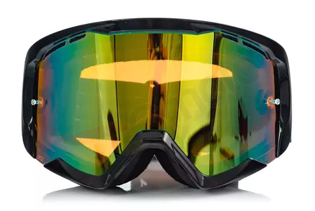 Óculos de motociclismo IMX Endurance Race preto/branco dourado espelhado + vidro transparente-2
