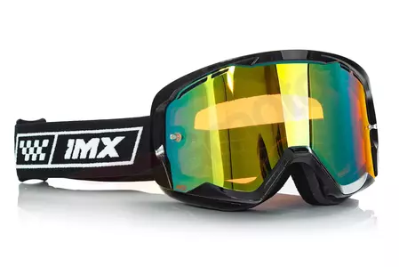 Motocyklové okuliare IMX Endurance Race čierno-biele zrkadlové zlaté + priehľadné sklo-3