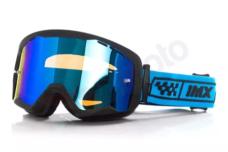 Óculos de motociclismo IMX Endurance Race preto mate/azul espelhado azul + vidro transparente-1