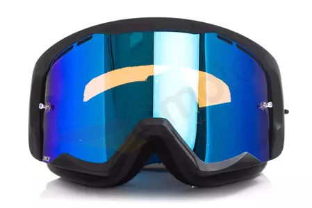 Óculos de motociclismo IMX Endurance Race preto mate/azul espelhado azul + vidro transparente-2
