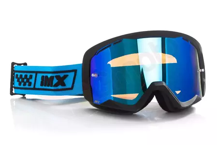 Óculos de motociclismo IMX Endurance Race preto mate/azul espelhado azul + vidro transparente-3