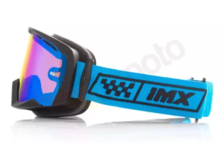 Óculos de motociclismo IMX Endurance Race preto mate/azul espelhado azul + vidro transparente-4