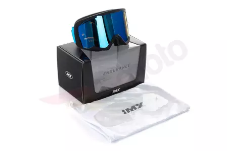 Motocyklové brýle IMX Endurance Race matné černé/modré zrcadlové modré + průhledné sklo-9