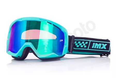 Motocyklové okuliare IMX Endurance Race tyrkysovo matné/čierne zrkadlovo zelené + priehľadné sklo