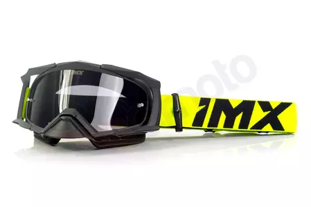 Gafas de moto IMX Dust negro mate/amarillo fluorescente tintado + cristal transparente-1