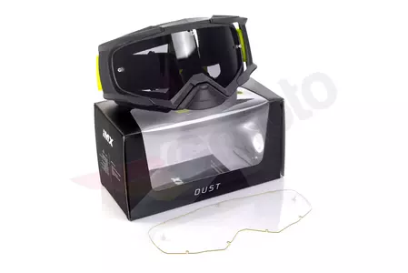 Gafas de moto IMX Dust negro mate/amarillo fluorescente tintado + cristal transparente-9