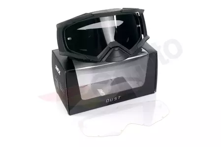 Occhiali da moto IMX Dust nero opaco/bianco colorato + vetro trasparente-9