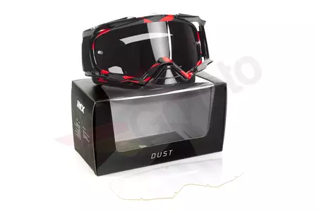 Motocyklové okuliare IMX Dust Graphic červeno-čierne tónované + priehľadné sklo-9
