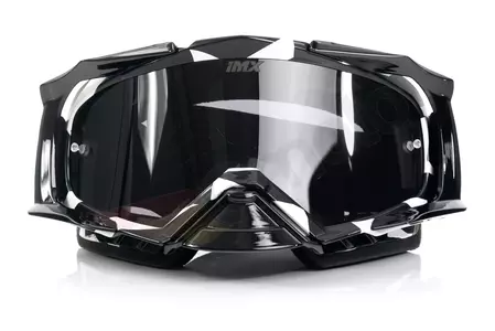 Motocyklové okuliare IMX Dust Graphic bielo/čierne tónované + priehľadné sklo-2