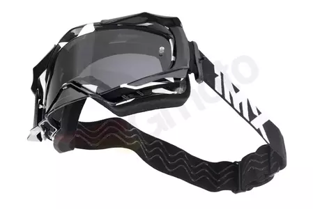 Motocyklové okuliare IMX Dust Graphic bielo/čierne tónované + priehľadné sklo-5