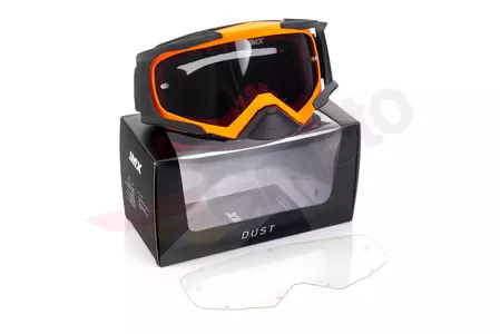 Occhiali da moto IMX Dust arancio opaco/nero colorato + vetro trasparente-9