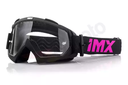 Motorradbrille IMX Mud mattschwarz/rosa transparentes Glas - 3802231-963-OS