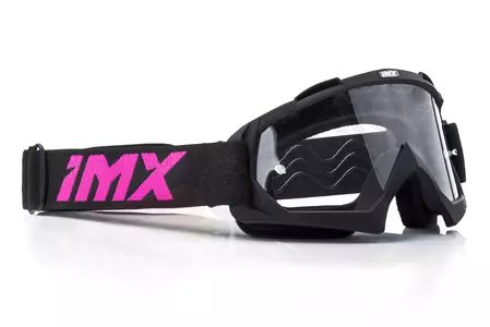 Γυαλιά μοτοσικλέτας IMX Mud ματ μαύρο/ροζ διαφανές γυαλί-3