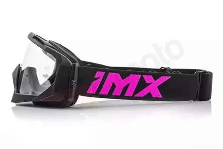 Motorradbrille IMX Mud mattschwarz/rosa transparentes Glas-4